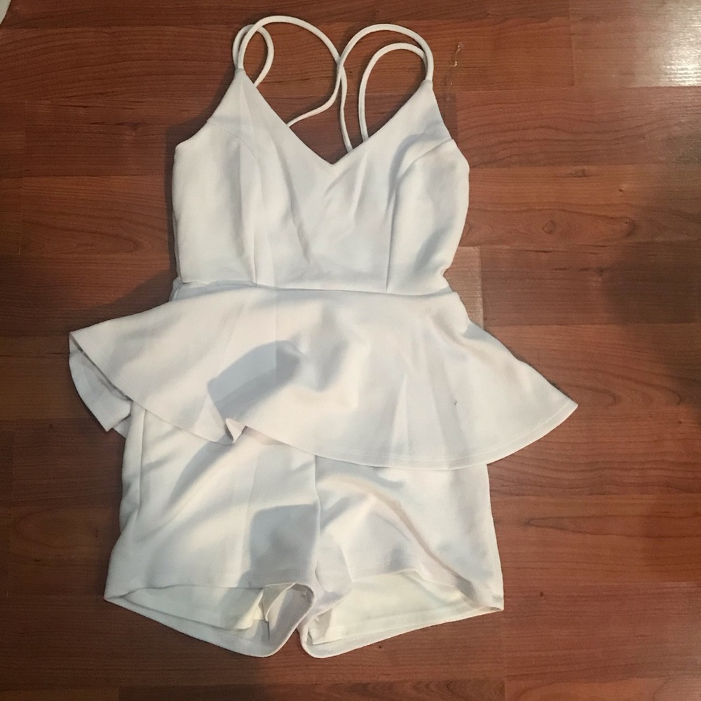 White peplum romper